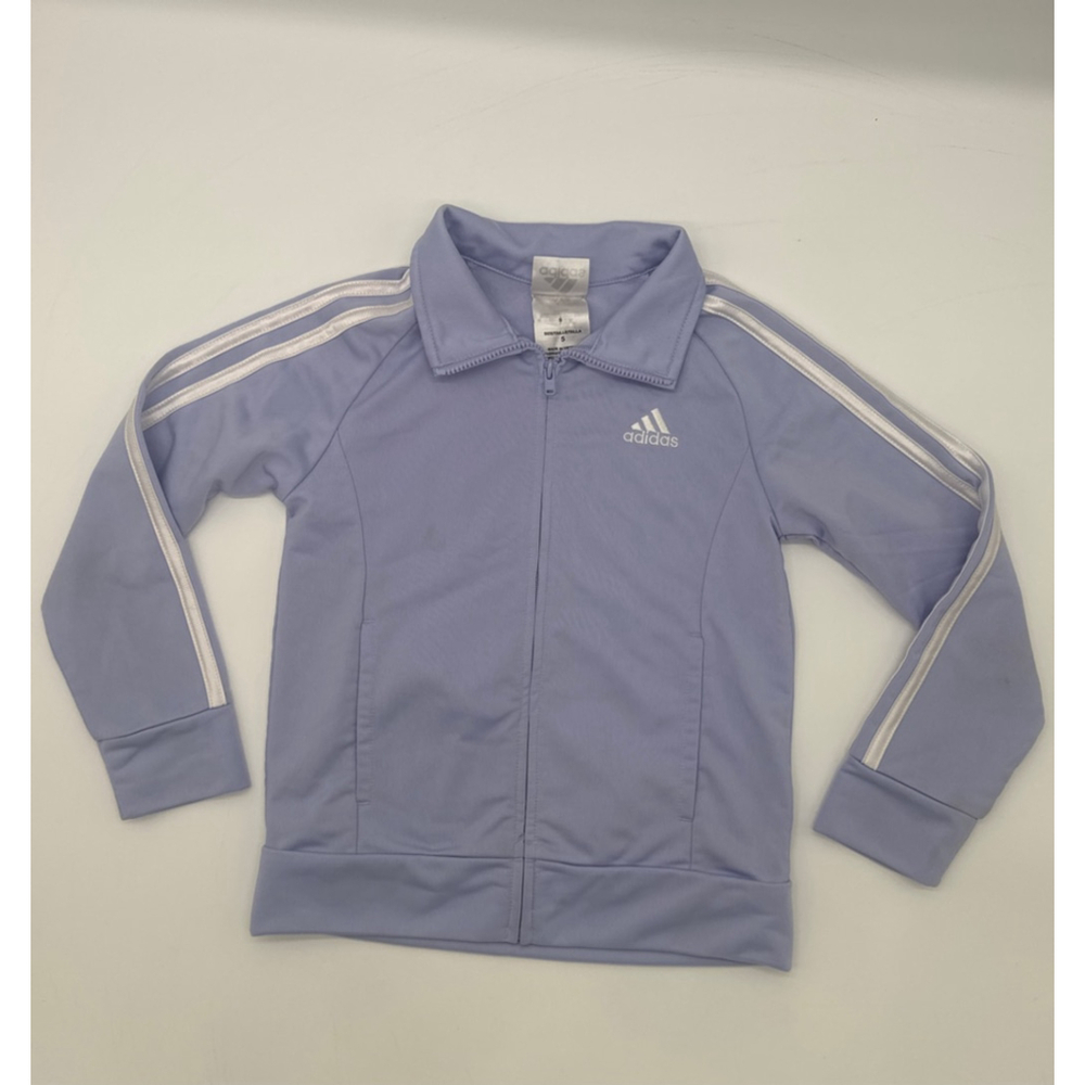 Girls Adidas light Purple White Striped Full Zip Track Jacket Size 5